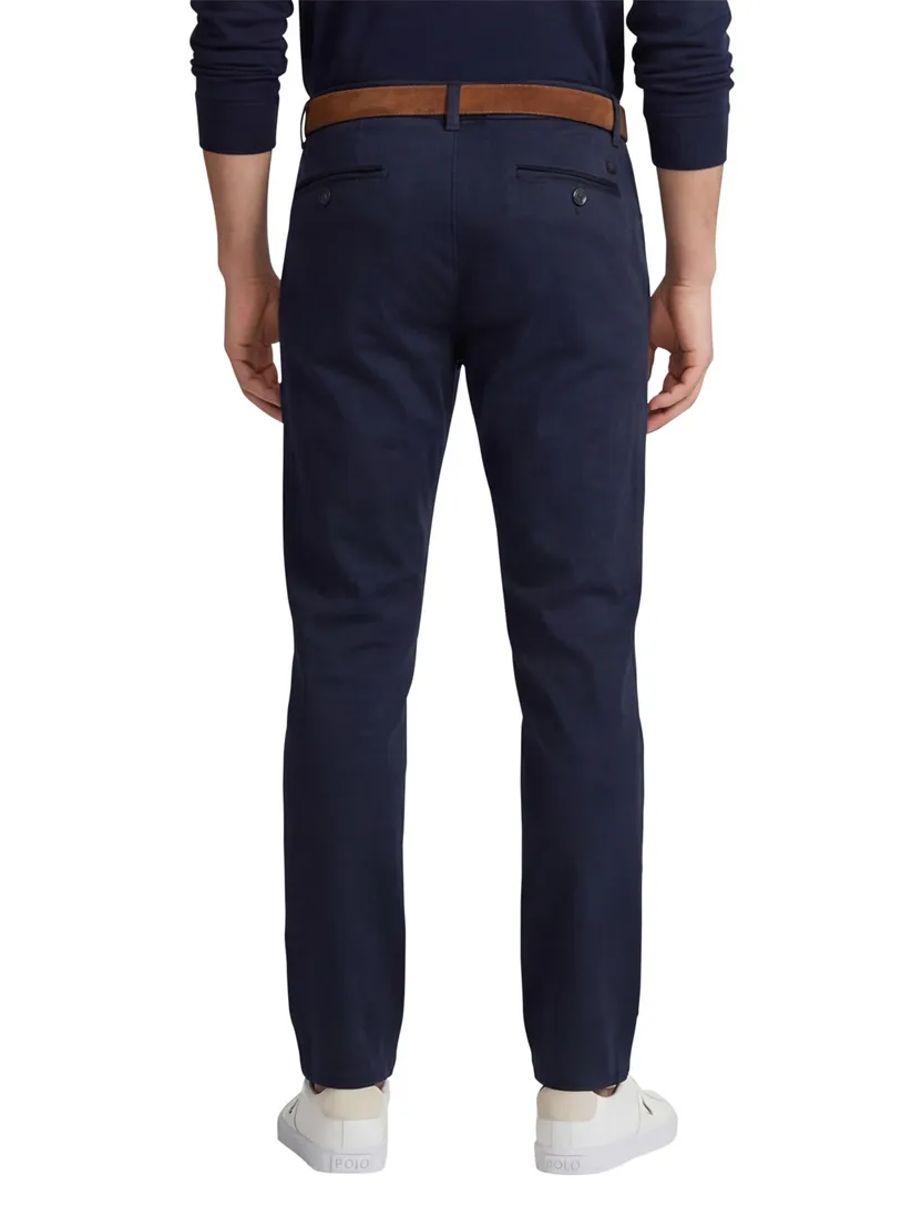 Katoenen Meyer Dublin 5-pocket broek effen donkerblauw
