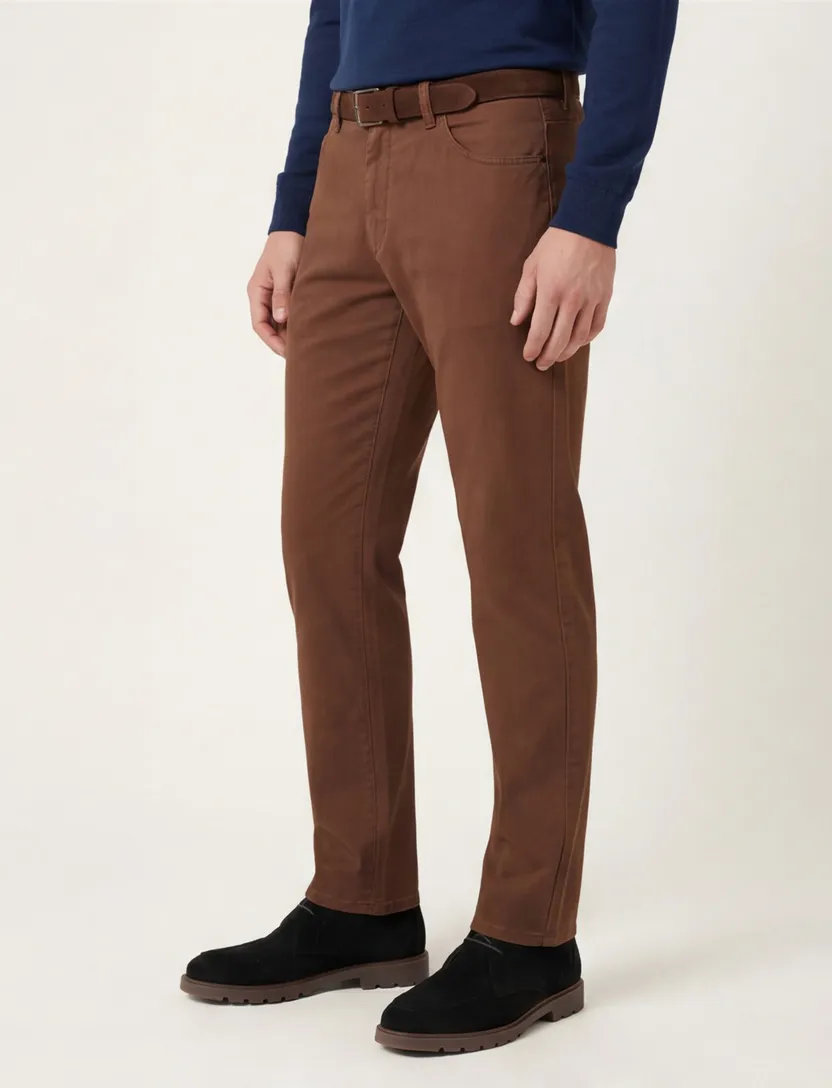 Katoenen Gardeur 5-pocket broek bruin