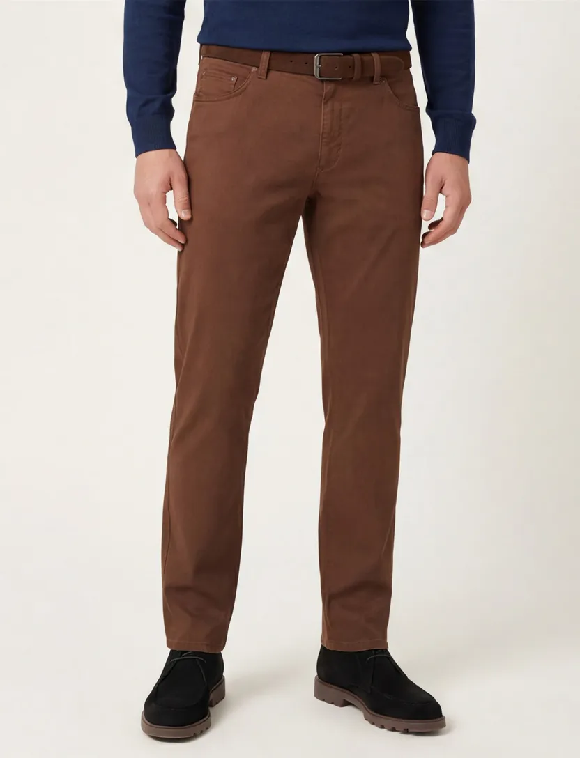 Katoenen Gardeur 5-pocket broek bruin