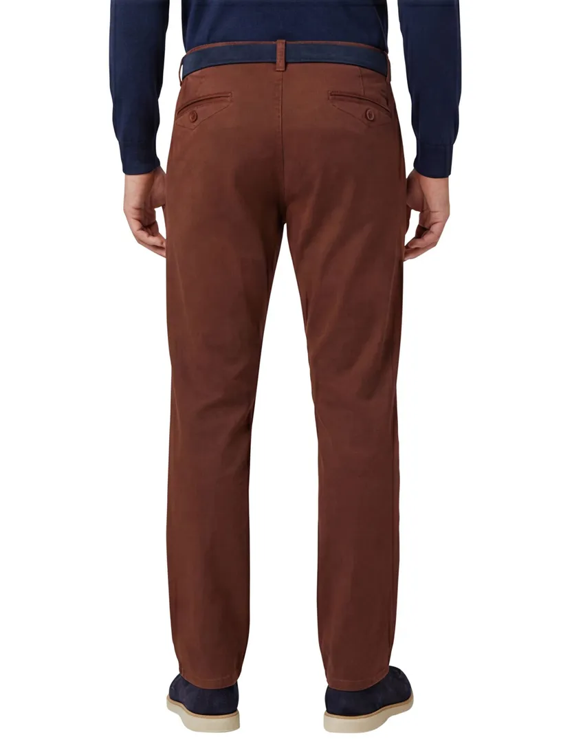 Katoenen Meyer Dublin 5-pocket broek effen bruin