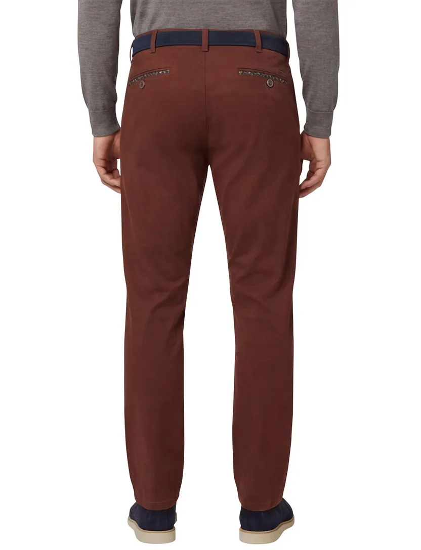 Meyer flatfront broek rood normale fit