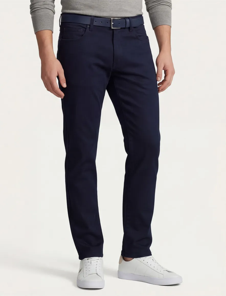 Meyer 5-pocket broek katoen navy effen