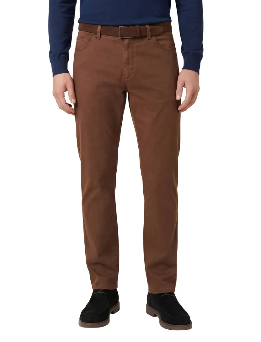 Katoenen chino Meyer Rio bruin