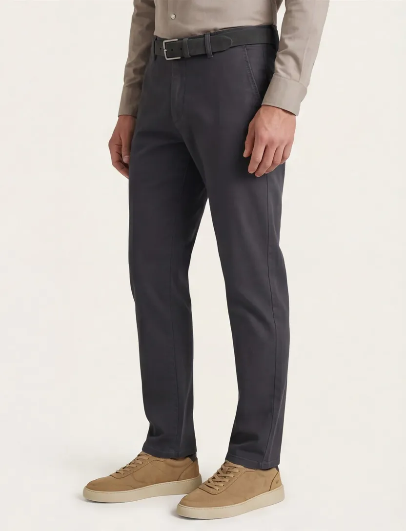 Katoenen chino Meyer Rio grijs
