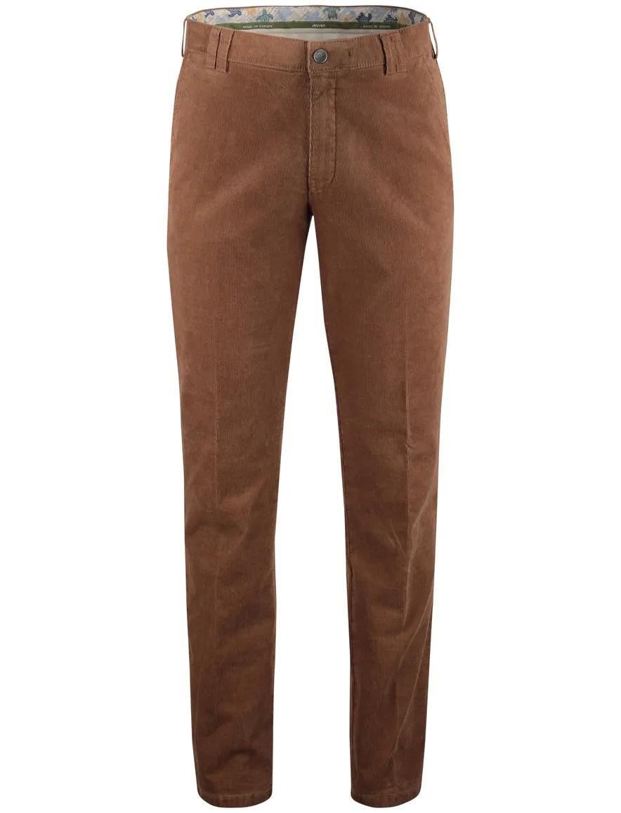 Katoenen corduroy Meyer Rio chino bruin