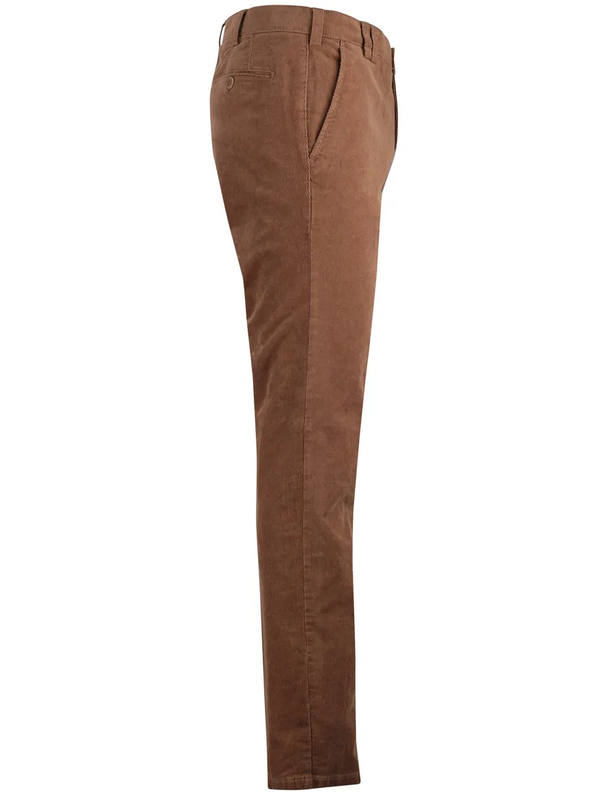 Katoenen corduroy Meyer Rio chino bruin