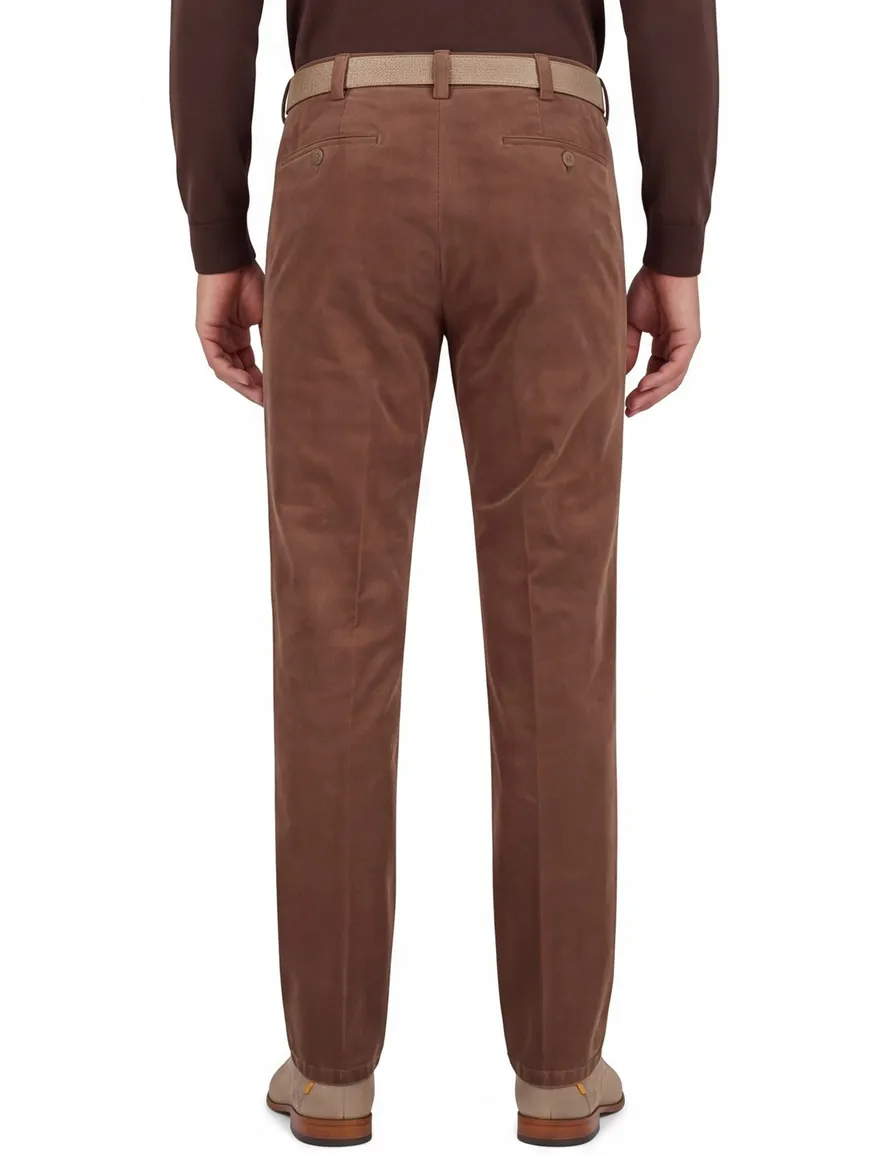 Katoenen corduroy Meyer Rio chino bruin