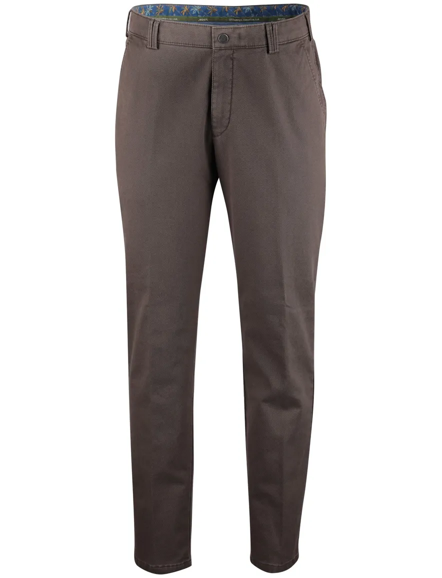 Meyer 5-pocket broek bruin effen polyester