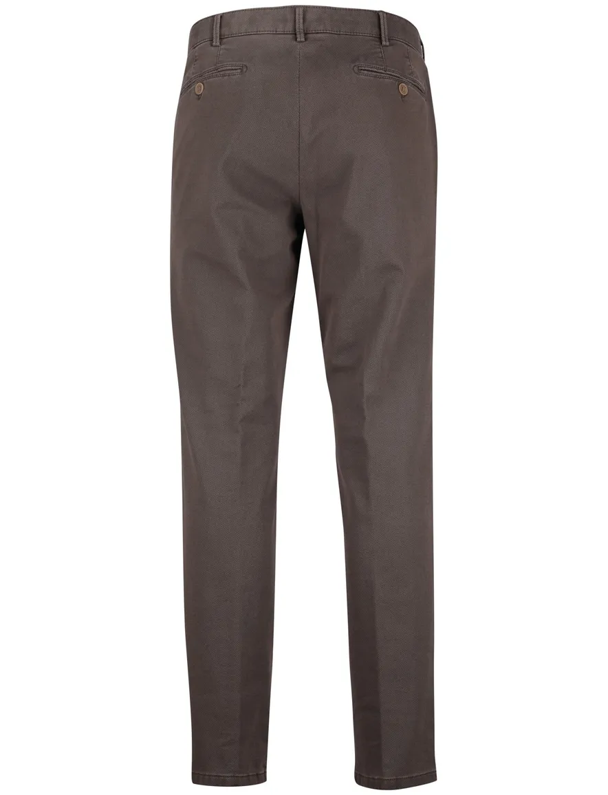 Meyer 5-pocket broek bruin effen polyester