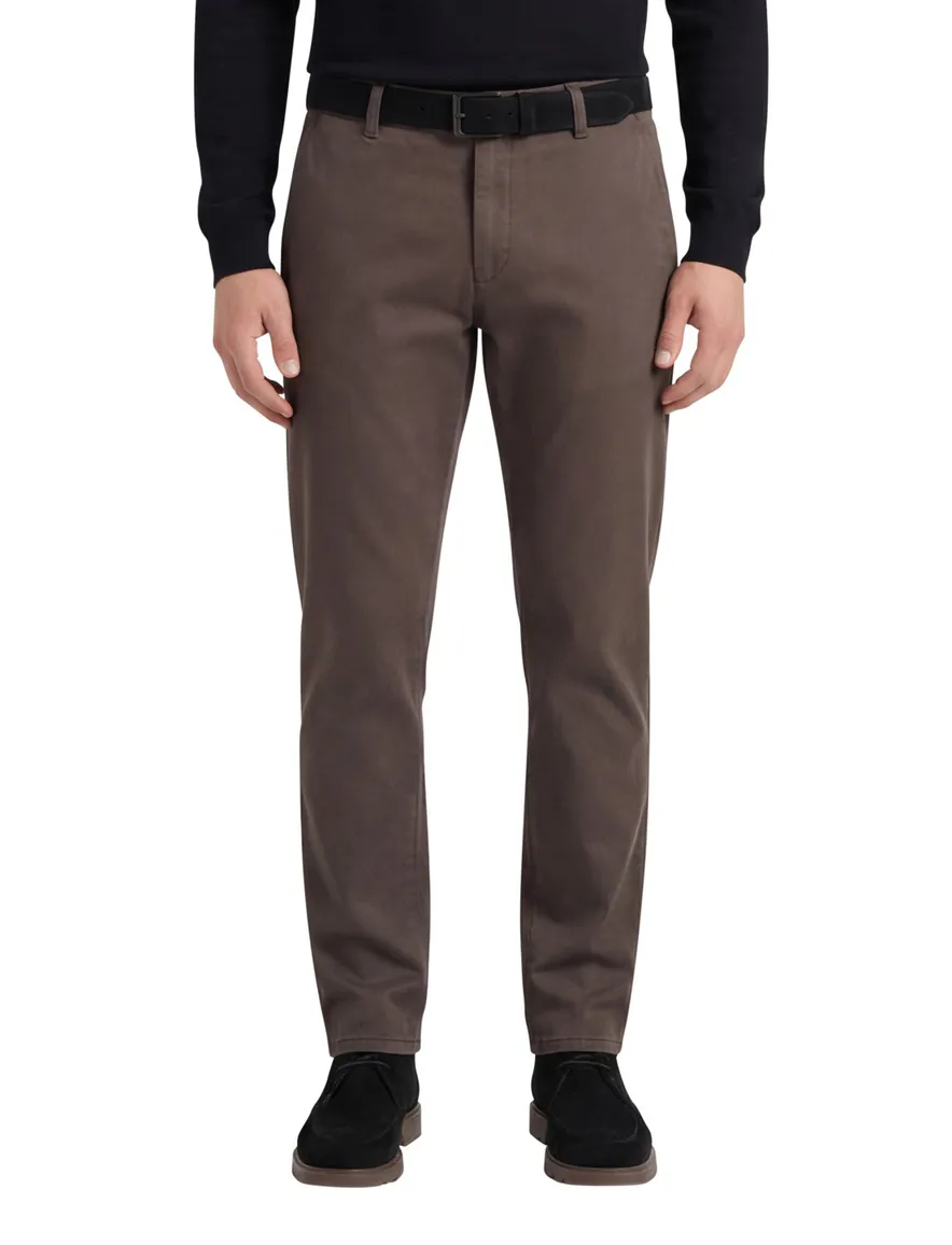 Meyer 5-pocket broek bruin effen polyester