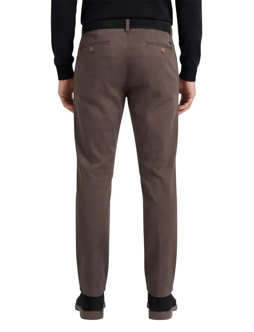 Meyer 5-pocket broek bruin effen polyester