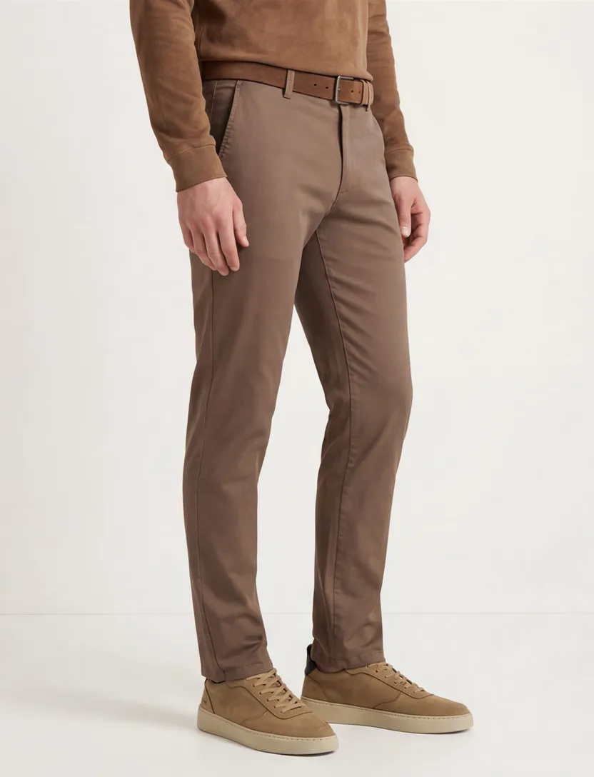 Meyer Rio chino katoen bruin effen