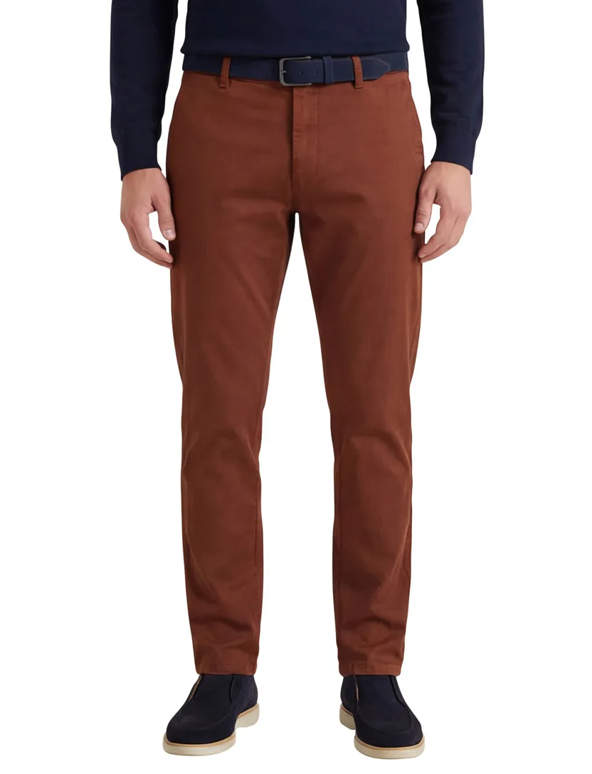 Katoenen chino Meyer Rio bruin