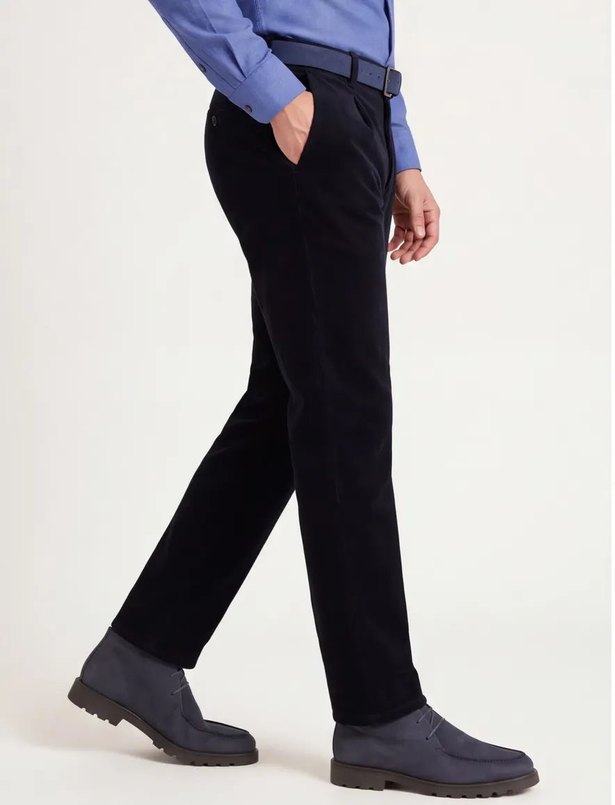 Meyer Rio corduroy chino donkerblauw katoen