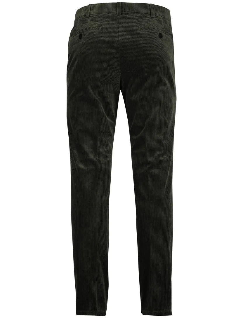 Katoenen corduroy chino Meyer Rio groen