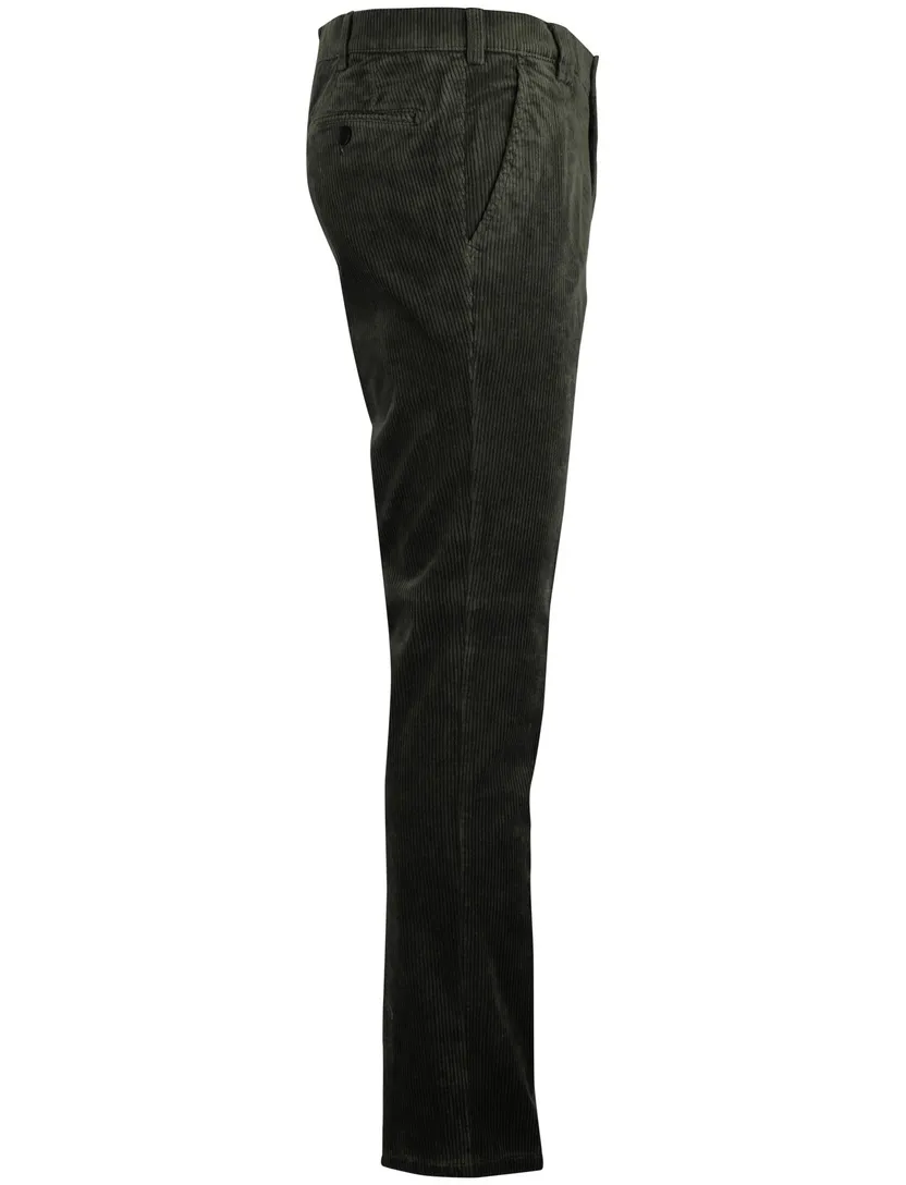 Katoenen corduroy chino Meyer Rio groen