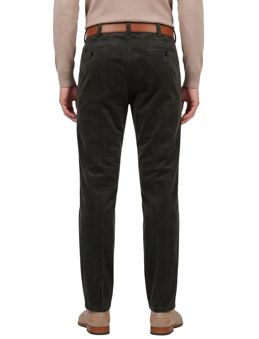 Corduroy chino Meyer Rio groen katoen