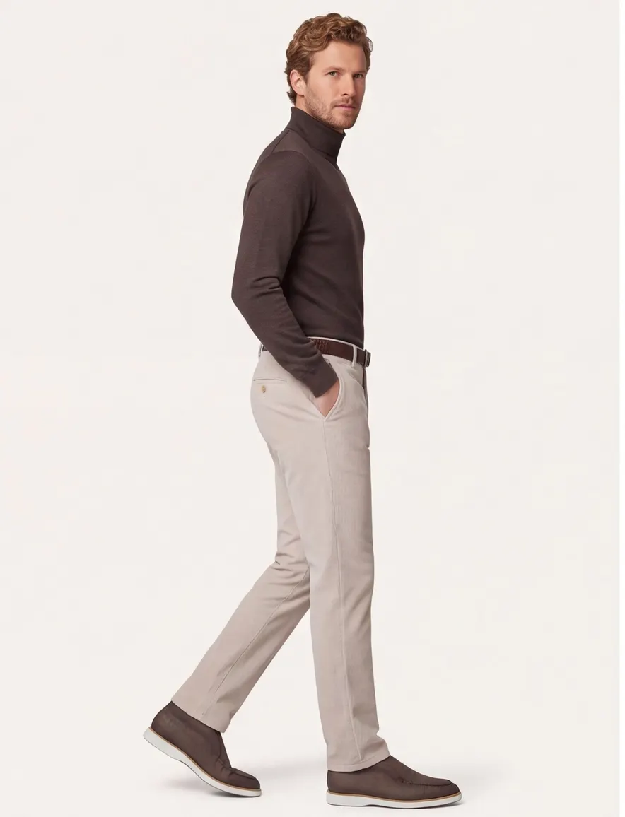 Meyer Rio corduroy chino beige katoen