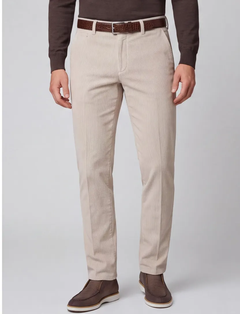 Corduroy chino Meyer Rio beige katoen
