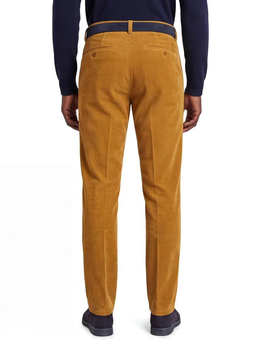 Corduroy chino Meyer camel katoen