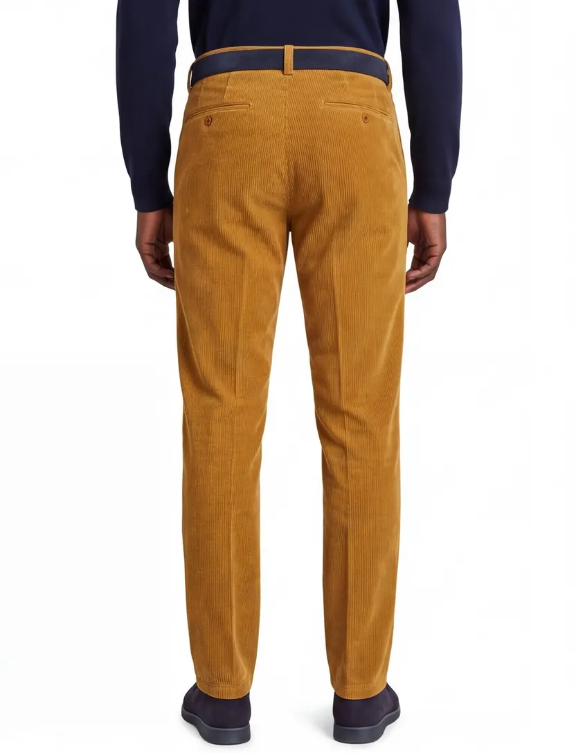 Katoenen corduroy chino Meyer camel