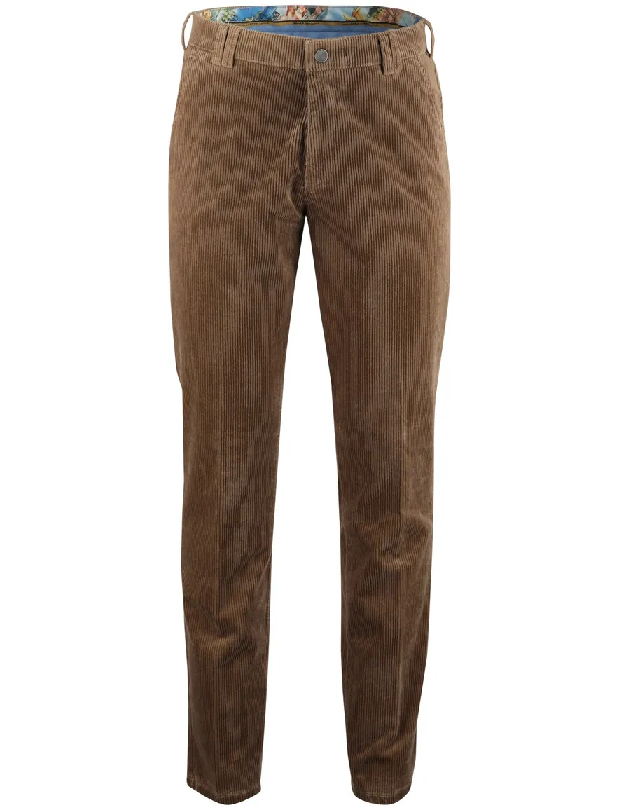Katoenen corduroy chino Meyer bruin
