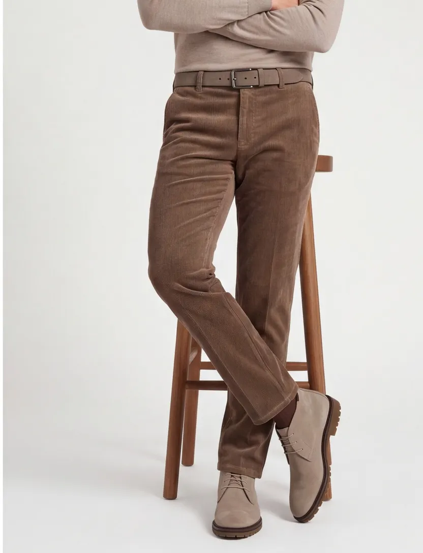 Meyer corduroy chino bruin katoen