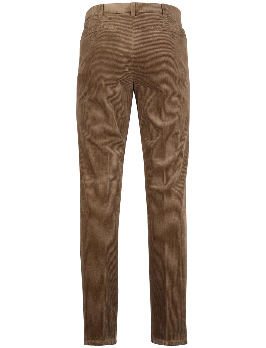 Katoenen corduroy chino Meyer bruin