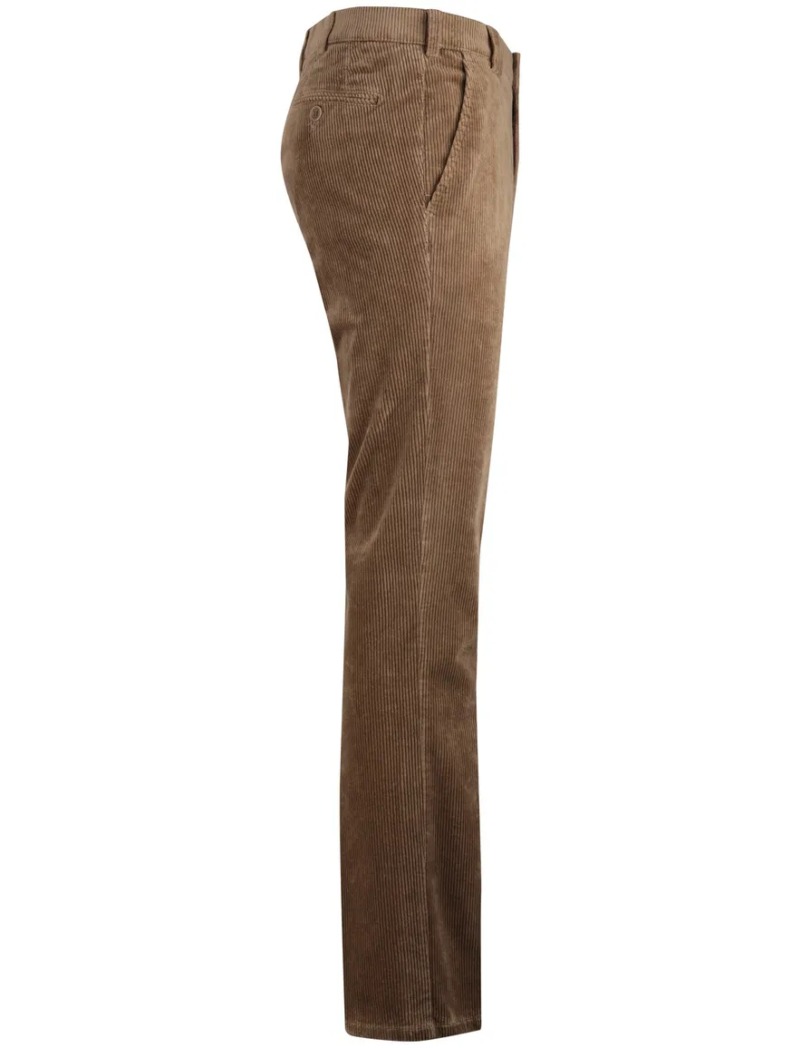 Katoenen corduroy chino Meyer bruin