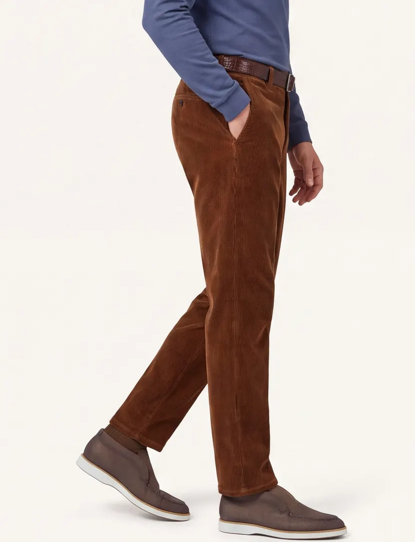 Corduroy chino Meyer Rio bruin katoen