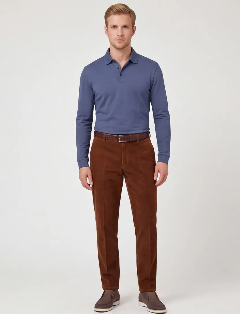 Corduroy chino Meyer Rio bruin katoen
