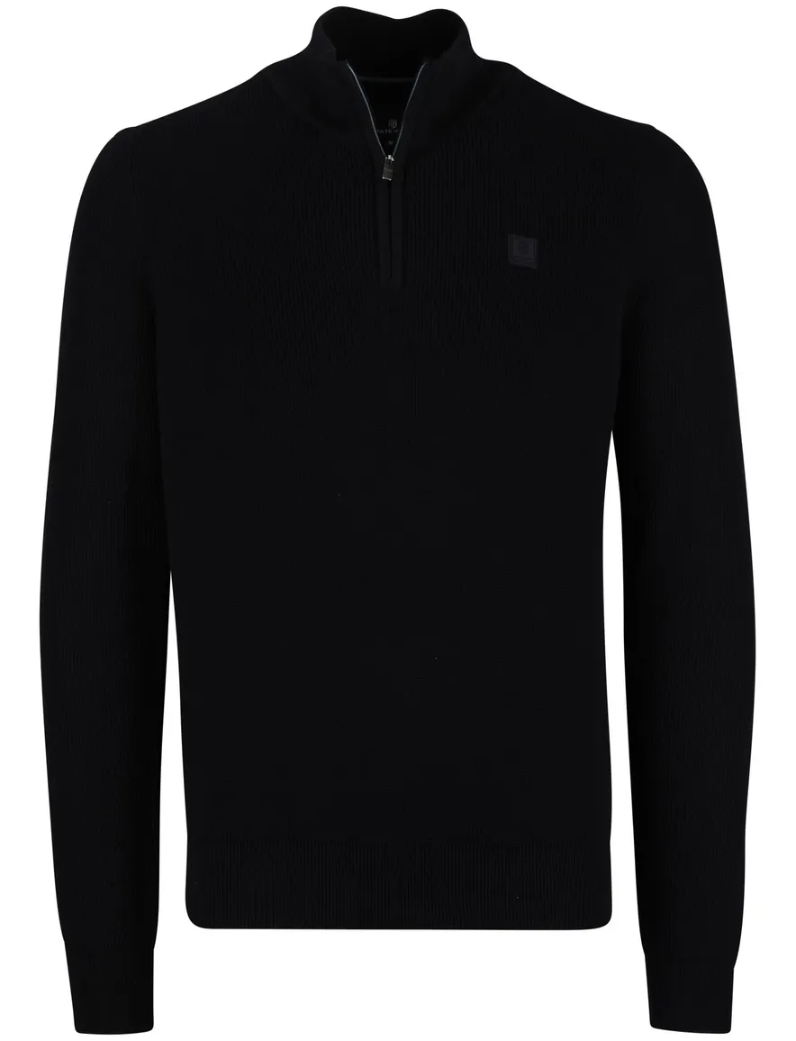 State of Art half zip trui donkerblauw katoen