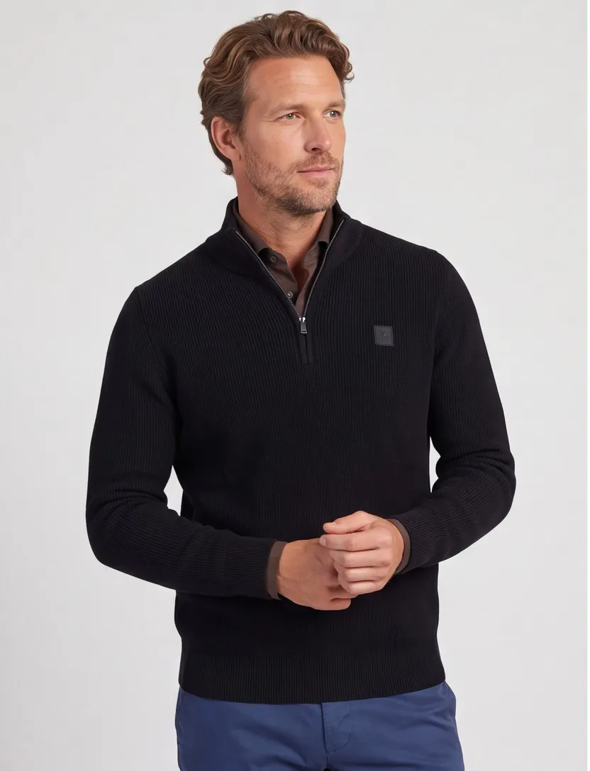 State of Art half zip trui donkerblauw gemêleerd