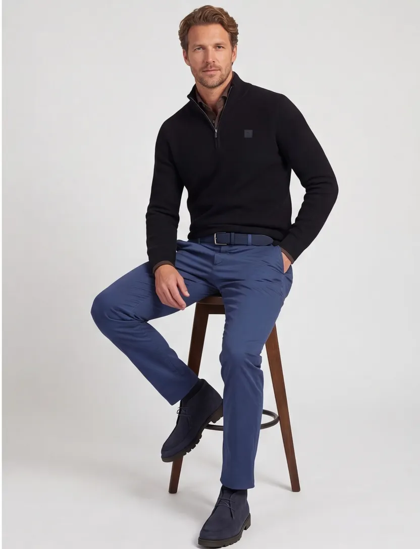 State of Art half zip trui donkerblauw gemêleerd