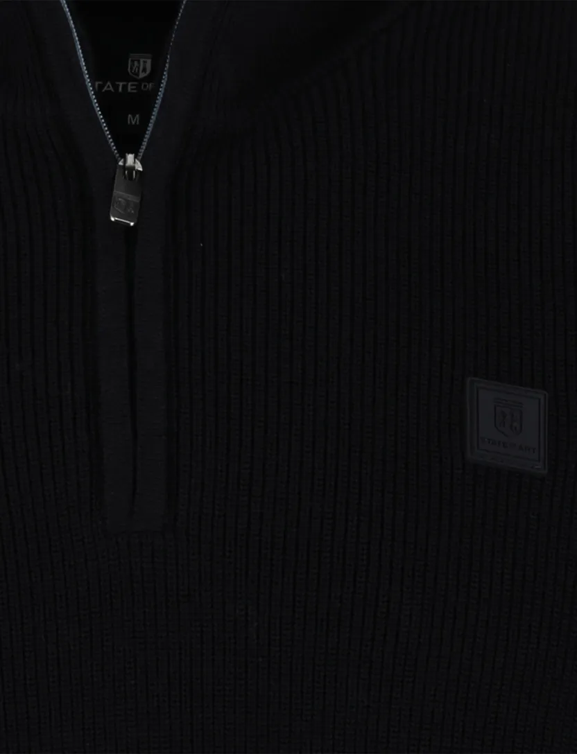 State of Art half zip trui donkerblauw gemêleerd
