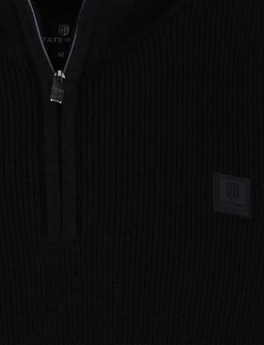 State of Art half zip trui donkerblauw katoen