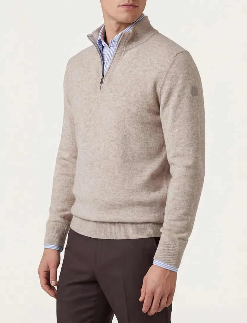 State of Art half zip trui beige gemêleerd