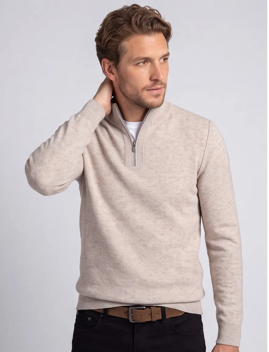 State of Art half zip trui beige normale fit