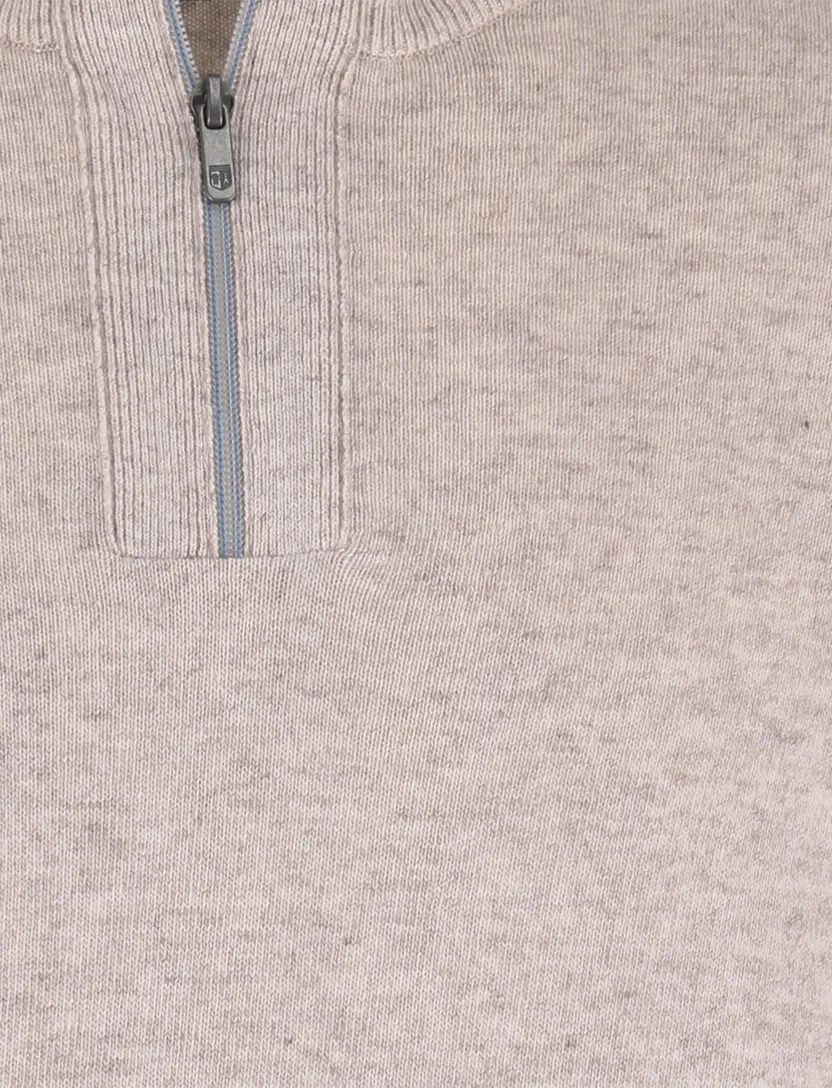 State of Art half zip trui beige gemêleerd