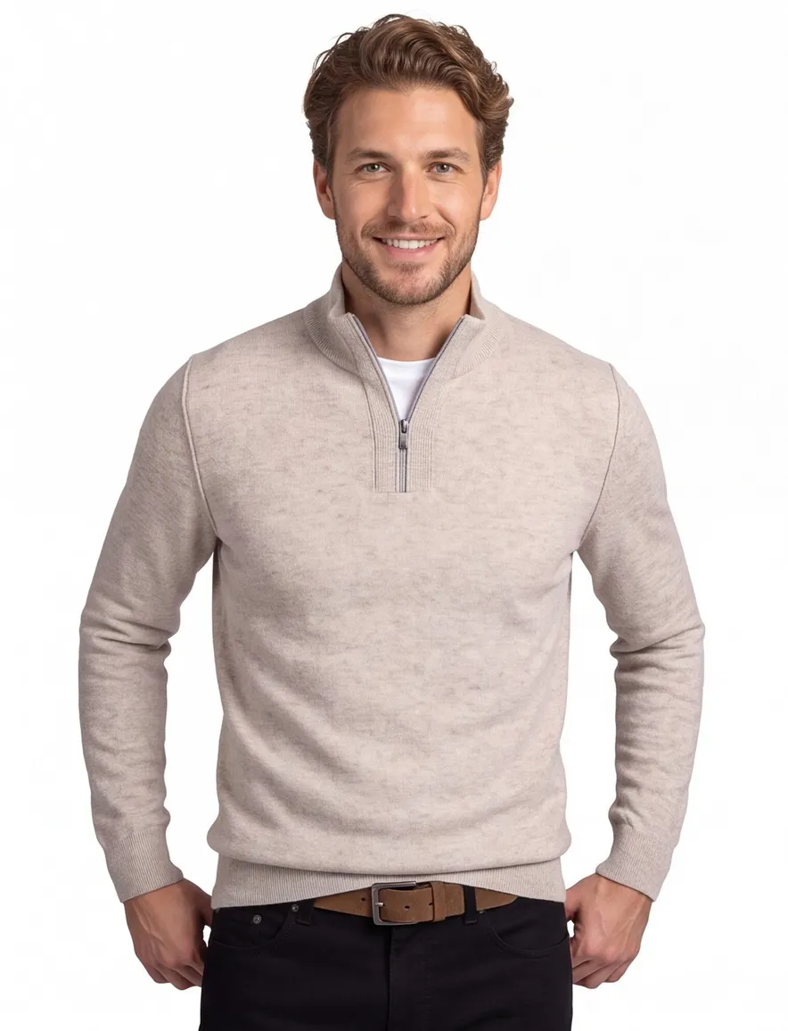 State of Art half zip trui beige normale fit