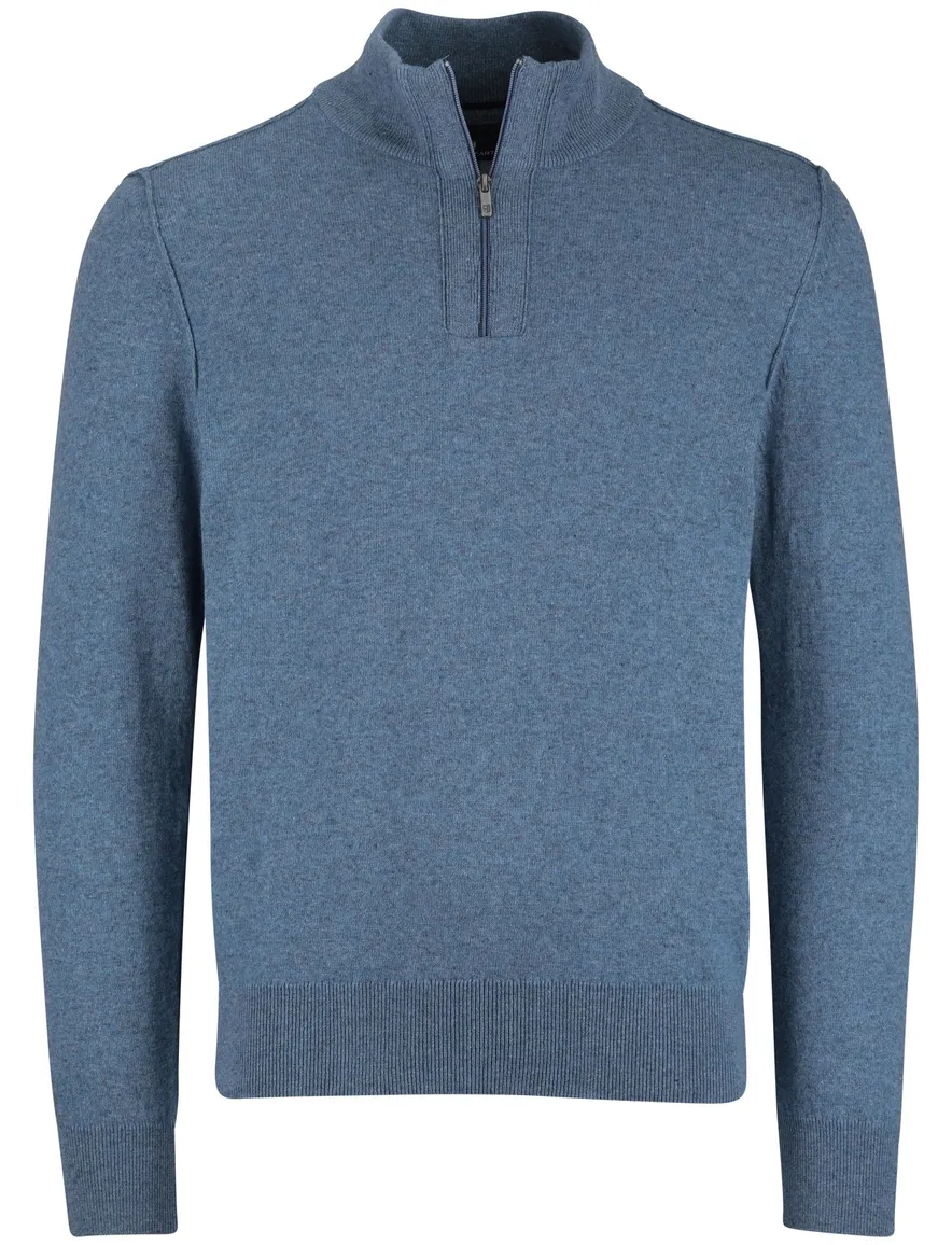 State of Art half zip trui melange blauw