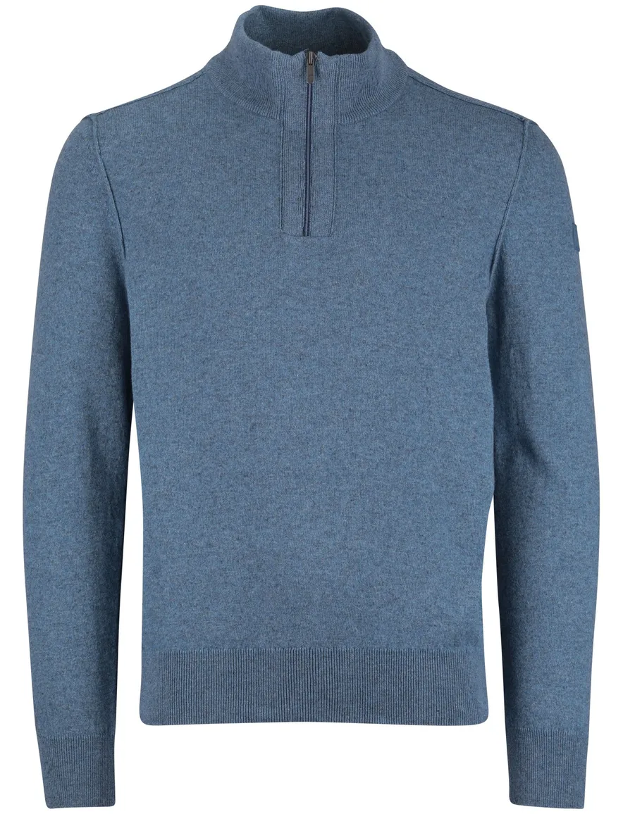 State of Art half zip trui blauw normale fit