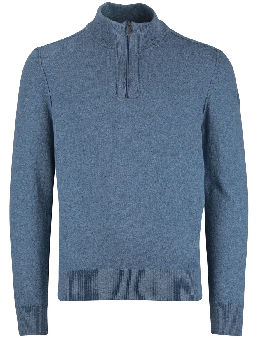 State of Art half zip trui melange blauw
