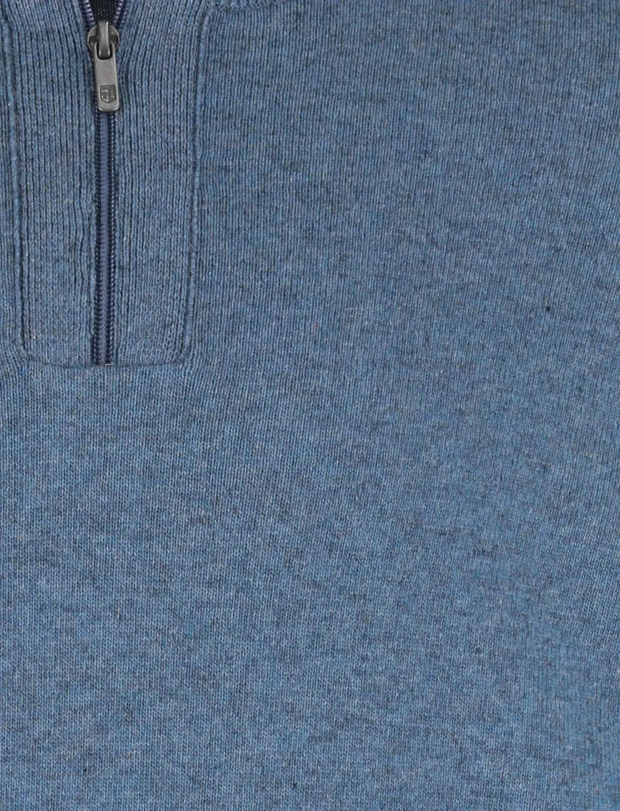 State of Art half zip trui melange blauw