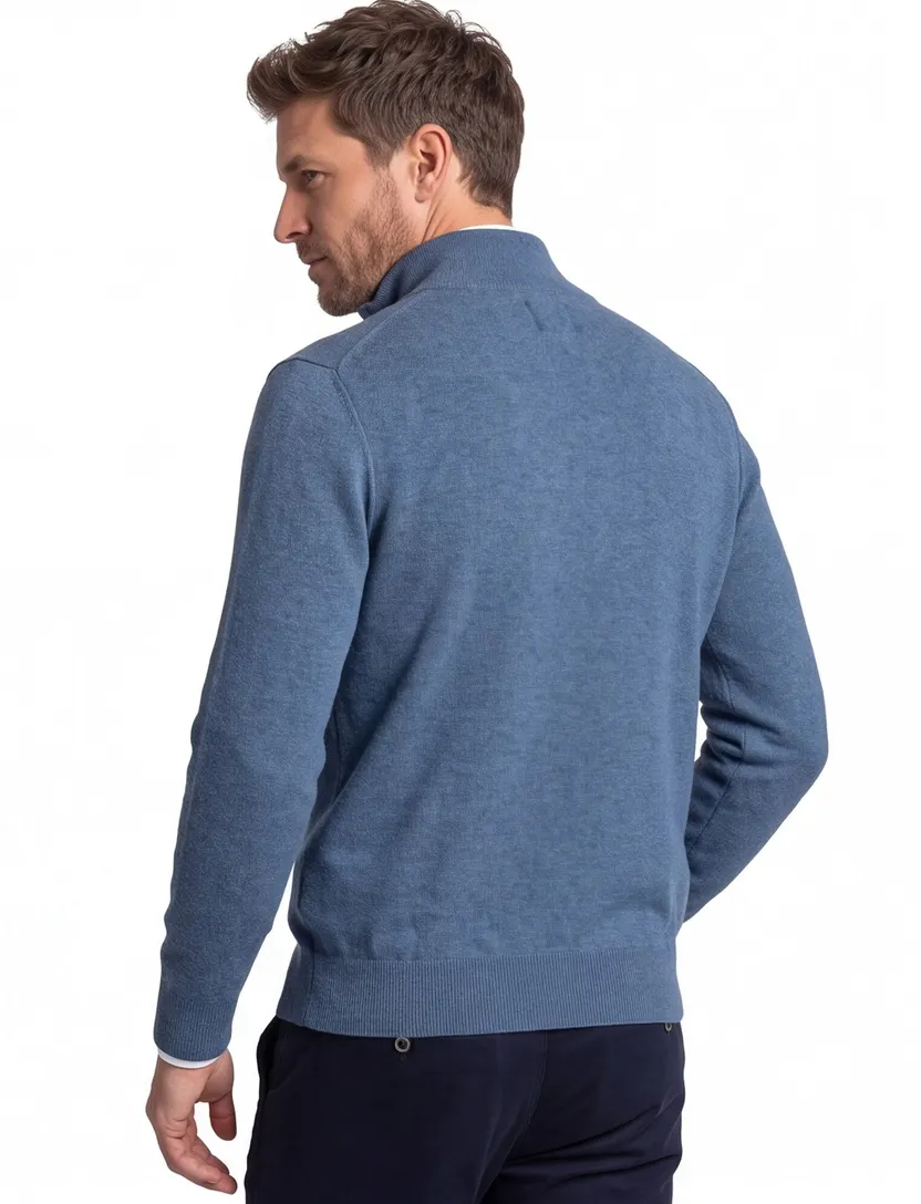 State of Art half zip trui blauw gemêleerd