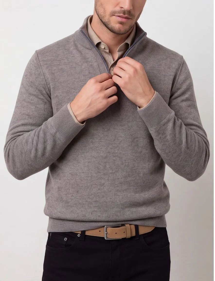 State of Art half zip trui melange grijs