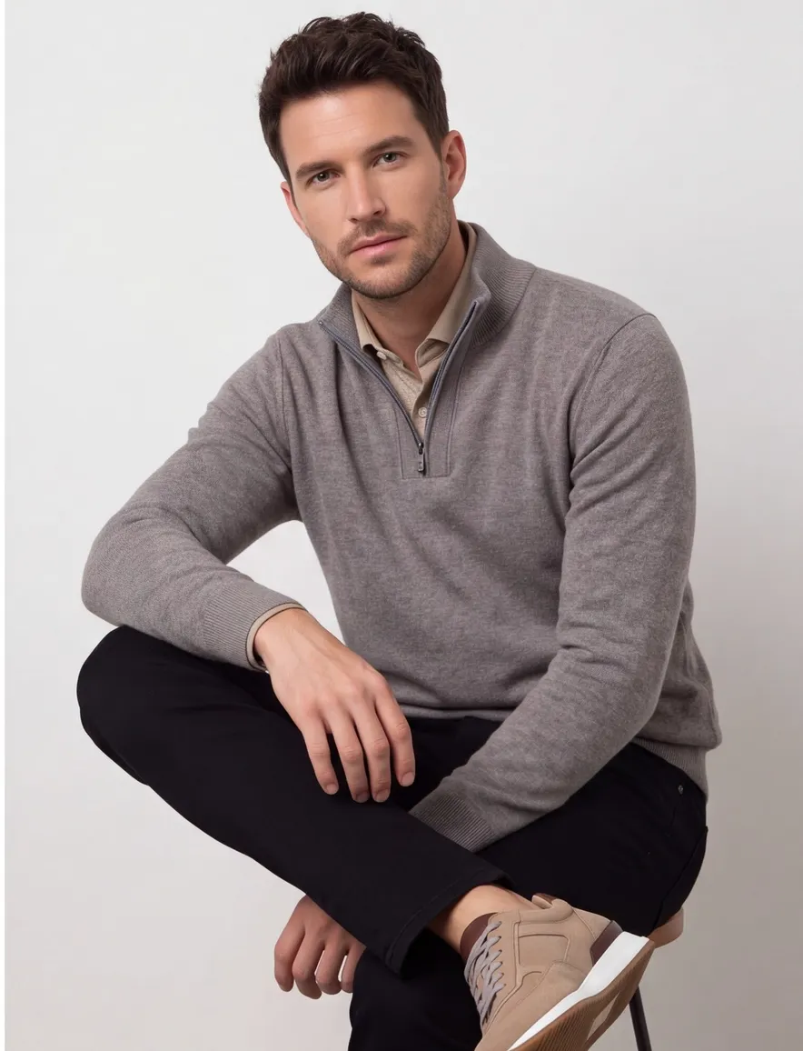 State of Art half zip trui beige normale fit