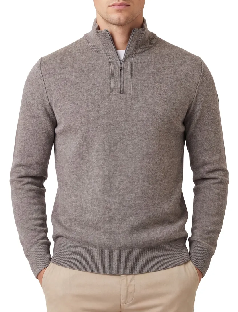 State of Art half zip trui beige gemêleerd