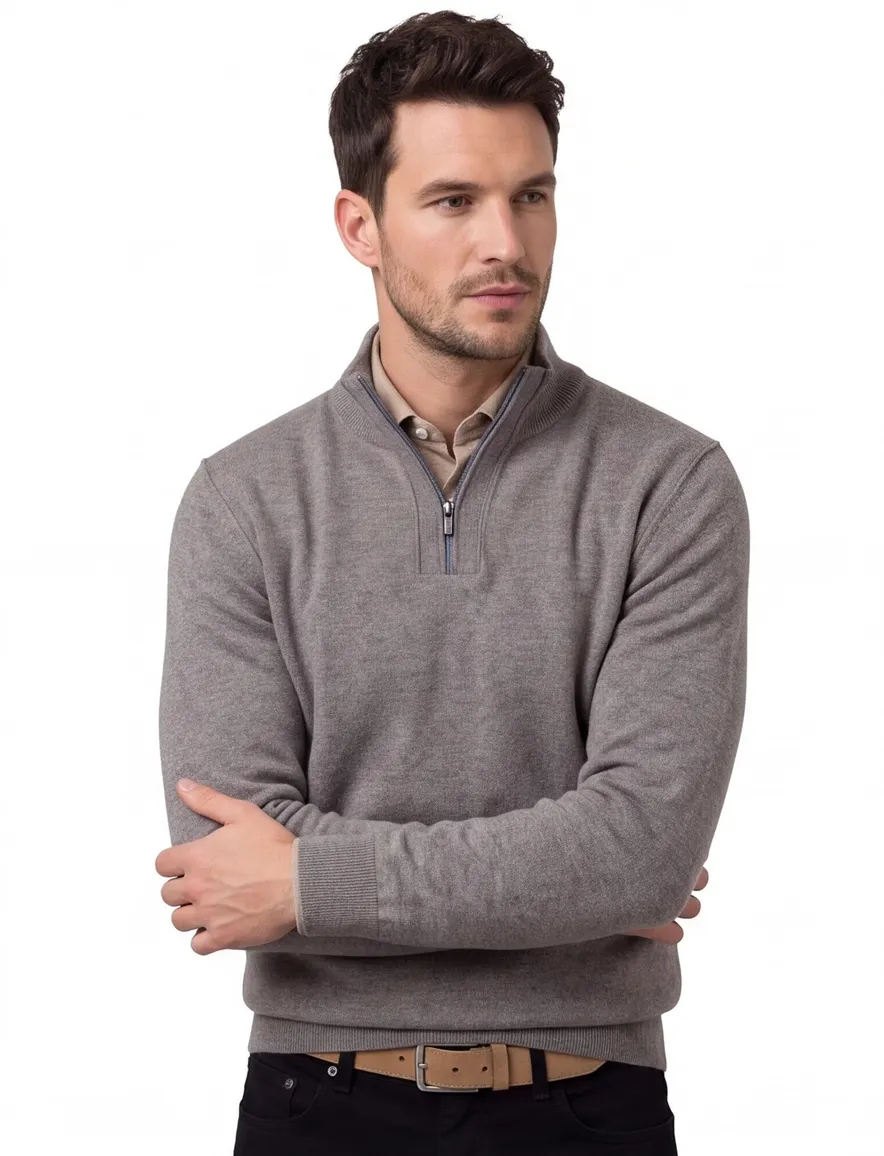 State of Art half zip trui beige normale fit