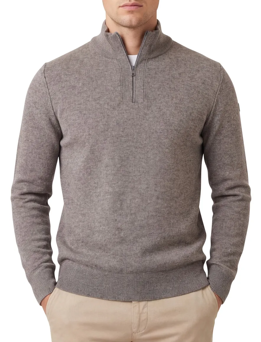 State of Art half zip trui melange grijs